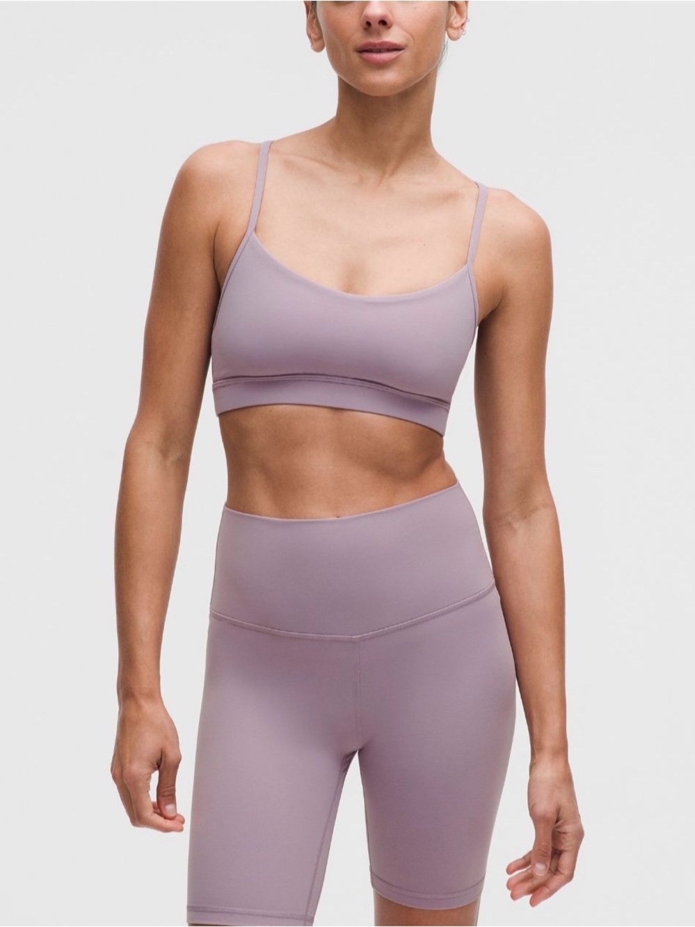 lululemon athletica Flow Y Bra Mauve Scoop-Neck Light Support Sports Bra Size 10